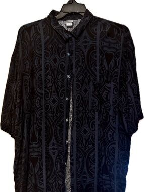 Black Patterned Button-Down Shirt